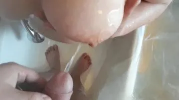 Pissing on sexy stepmothers tits video porn