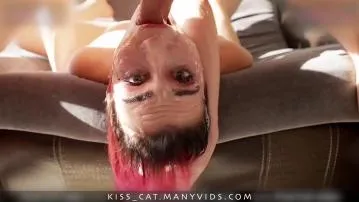 Kiss cats sloppy upside down throat fuck video porn